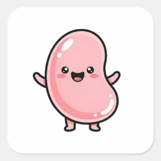 Joyful Jellybean – Cute Kawaii Illustration Square Sticker