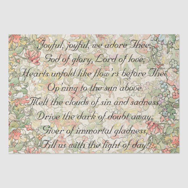 Joyful Joyful Art Nouveau Floral Praise God Tissue Paper (Front)