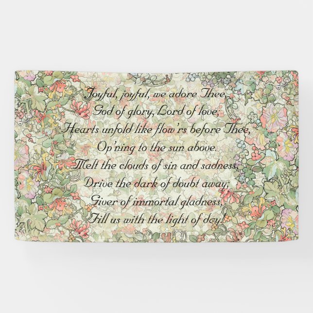 Joyful Joyful Hymn Lyrics Mucha Art Nouveau Floral Banner (Horizontal)