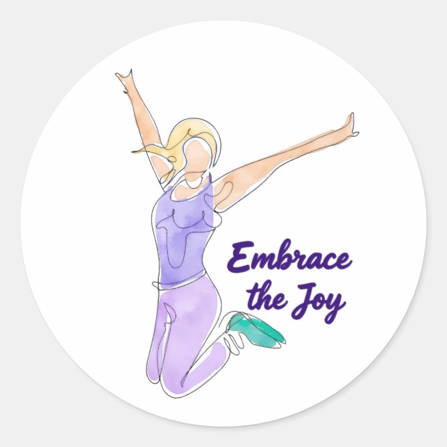 Joyful Jump Classic Round Sticker (Front)