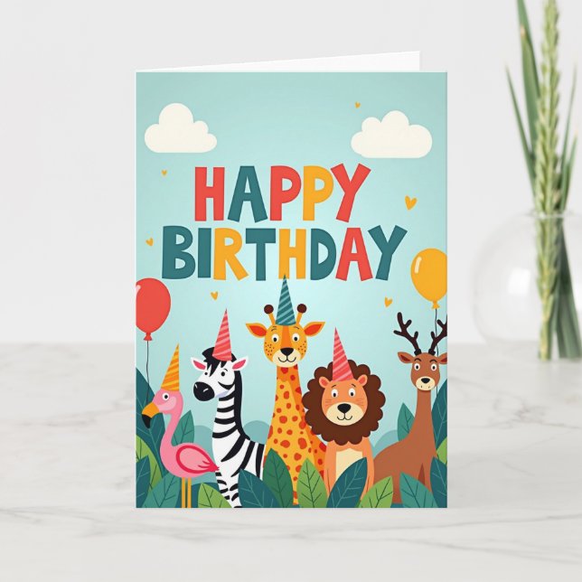 Joyful Jungle Animals Card (Front)