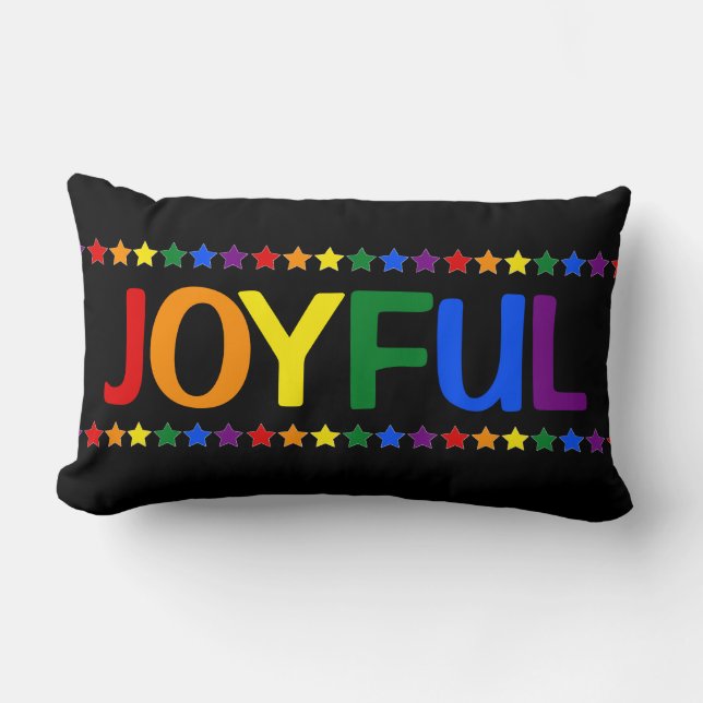 Joyful LGBT Rainbow Festive Christmas Decor Lumbar Pillow (Front)