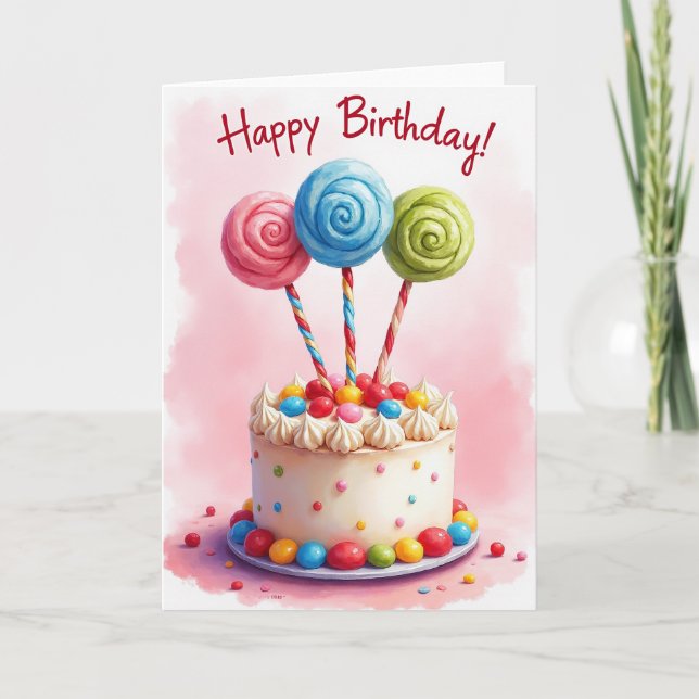 Joyful Lollipop Cake Card (Front)