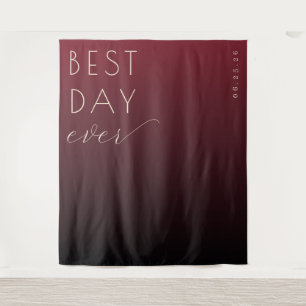Joyful Maroon Gradient Calligraphy Tapestry