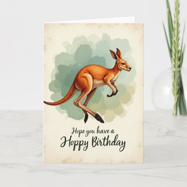 Joyful Marsupial Leaping Card (Front)