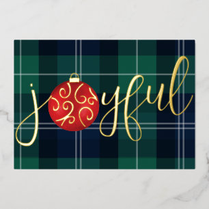 Joyful Maximalist Style Watercolor Ornament Real Foil Holiday Card