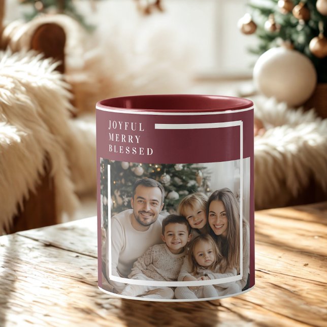 Joyful Merry Blessed Christmas Photo Custom  Mug (Creator Uploaded)