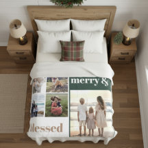 Joyful Merry Blessed Family Christmas Photo Green