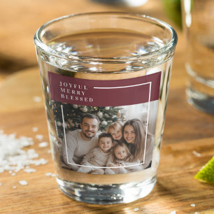 Joyful Merry Blessed Personalized Christmas Photo Shot Glass