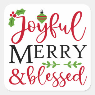 Joyful Merry & Blessed Square Sticker