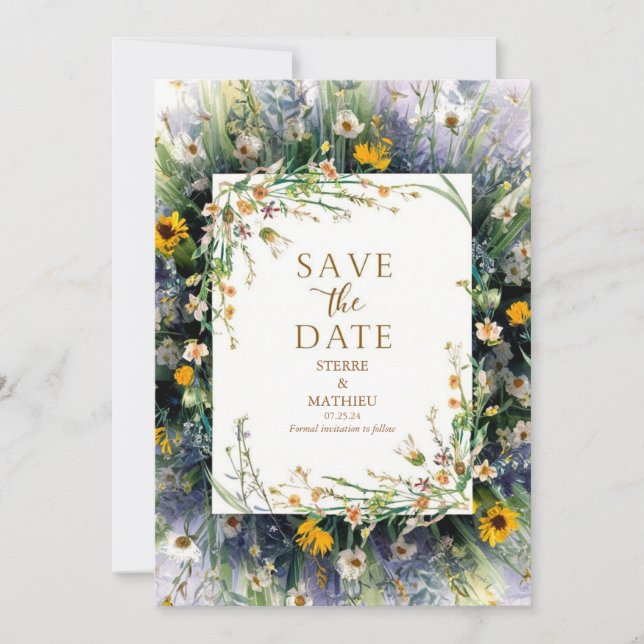 Joyful Minimalist Wildflower Wedding Save The Date (Front)