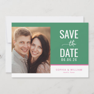 Joyful Mint Green Contemporary Photo Save The Date