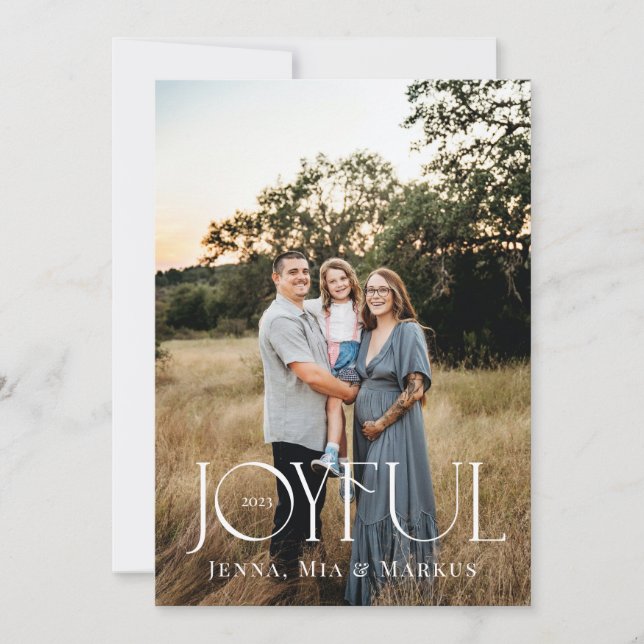 Joyful Modern Christmas Photo Minimal Design Holiday Card (Front)