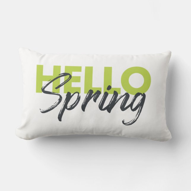 Joyful, modern, fun, vibrant design Hello Spring Lumbar Pillow (Front)