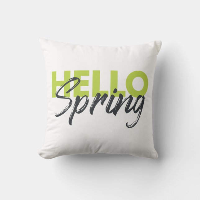 Joyful, modern, fun, vibrant design Hello Spring Throw Pillow (Front)