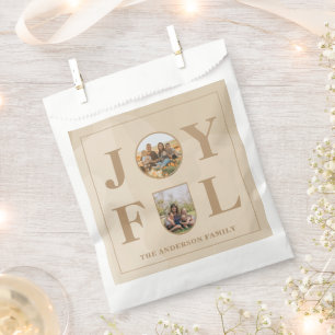 Joyful   Modern Minimalist Beige Arch Two Photo  Favour Bag