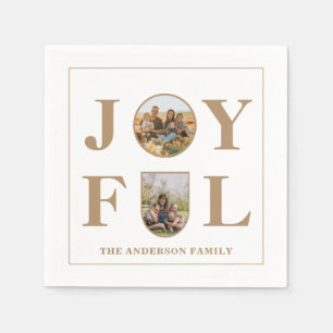 Joyful   Modern Minimalist Beige Arch Two Photo  Napkin