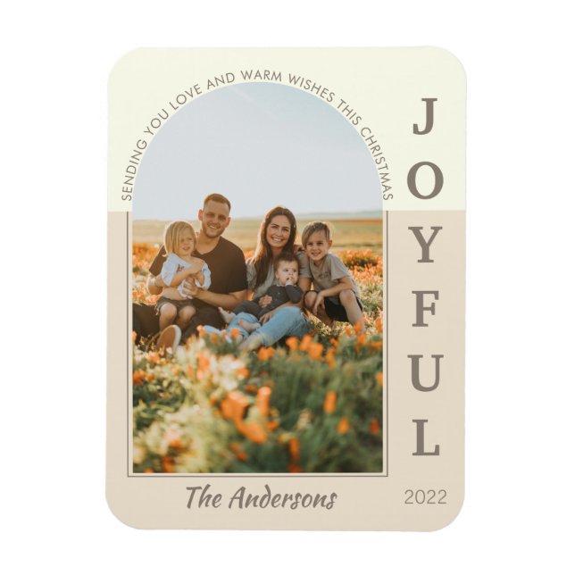 Joyful Modern Minimalist Boho Arch Photo Beige Magnet (Vertical)