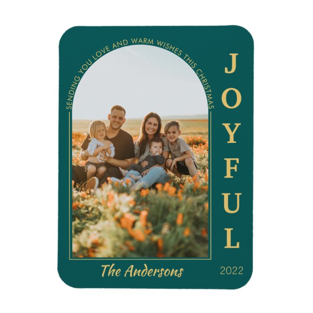 Joyful Modern Minimalist Elegant Arch Photo Green Magnet (Vertical)