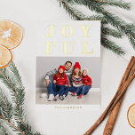 Joyful Modern Photo Christmas Gold Foil Holiday Card<br><div class="desc">Personalized Joyful Modern Photo Christmas Gold Foil Holiday Card.</div>