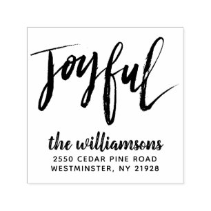 Joyful Modern Rustic Christmas Return Address Self-inking Stamp