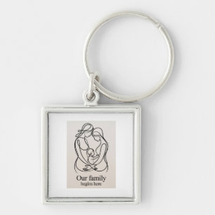 Joyful moment of two mums expecting a baby keychain