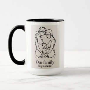 Joyful moment of two mums expecting a baby  mug