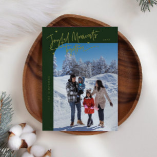 Joyful Moments Together Green Christmas Photo Holiday Card