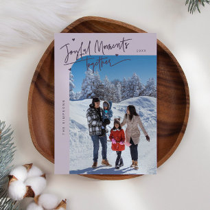Joyful Moments Together Purple Christmas Photo Holiday Card