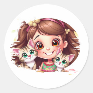 Joyful Moments with My Kitties Classic Round Sticker