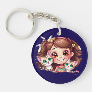 Joyful Moments with My Kitties Keychain