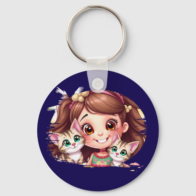 Joyful Moments with My Kitties Keychain (Front)