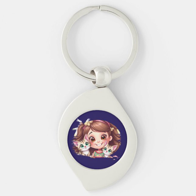 Joyful Moments with My Kitties Keychain (Front)