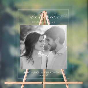 Joyful Monochrome Elegant Photo Acrylic Sign