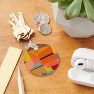 Joyful Mountain Cubism Landscape Keychain