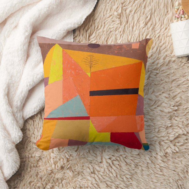 Joyful Mountain Landscape, Paul Klee Abstract Art Throw Pillow (Blanket)