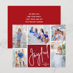 JOYFUL Multi Photo Budget Red Holiday Cards