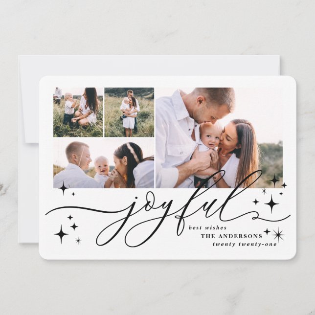 Joyful multi photo christmas card (Front)