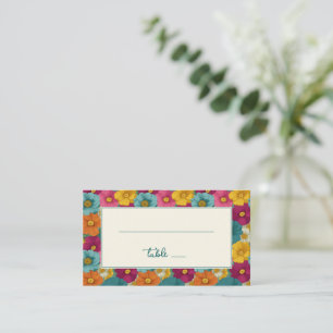 Joyful Multicolor Floral Border Place Card