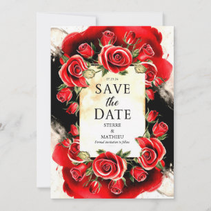 Joyful Nature Crimson Red Roses Wedding Save The Date