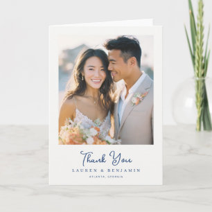 Joyful Navy Floral ElegANCE Thank You Card