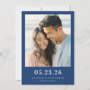 Joyful Navy Minimalist Photo Save The Date