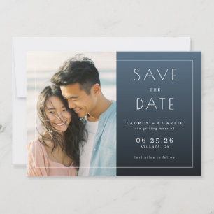Joyful Navy Minimalist Photo Save The Date