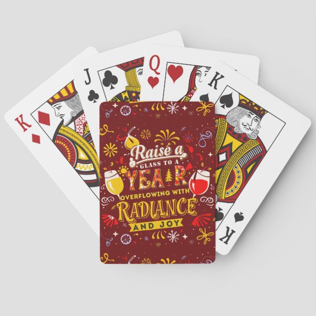 Joyful New Year Celebration Raising a Glass Playing Cards (Back)
