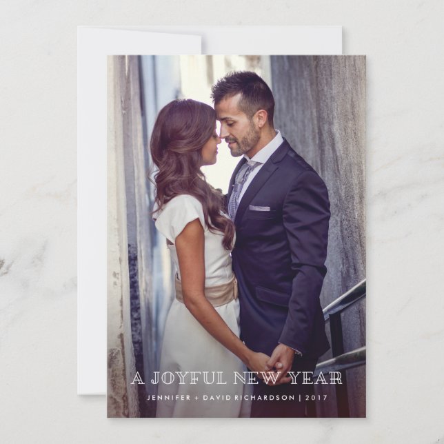 Joyful New Year | Simple Overlay with Photo Holiday Card (Front)
