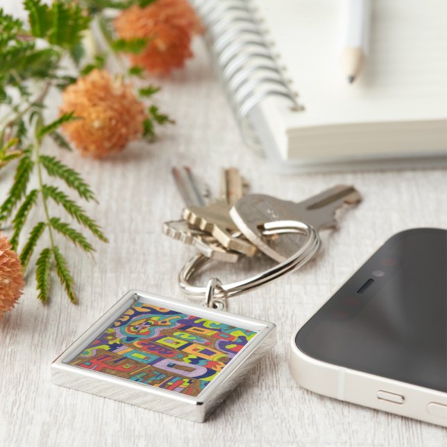 "Joyful Noise" Abstract Keychain (Side)