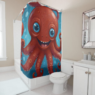 Joyful Octopus: Whimsical Shower Delight bathroom