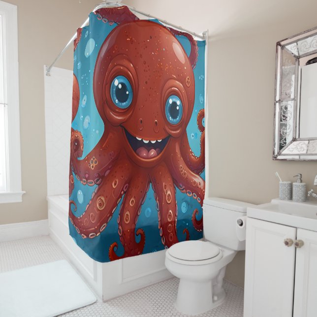 Joyful Octopus: Whimsical Shower Delight bathroom (In Situ)