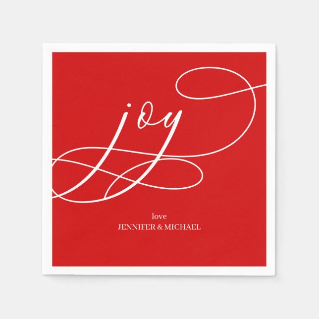 JOYFUL on Red Christmas Napkin (Front)