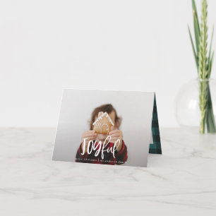 Joyful one photo script tartan family holiday note card
